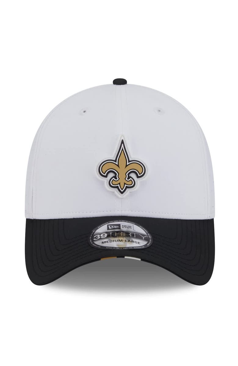 New Era Men's New Era White/Black New Orleans Saints 2025 NFL Training Camp 39THIRTY Flex Hat, Alternate, color, White