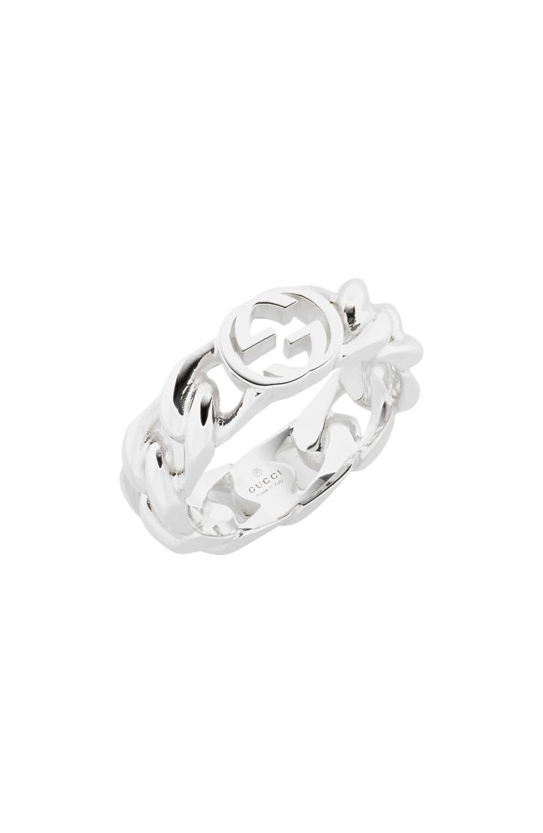 Gucci GG Interlocking Sterling Silver Ring, Main, color, Silver