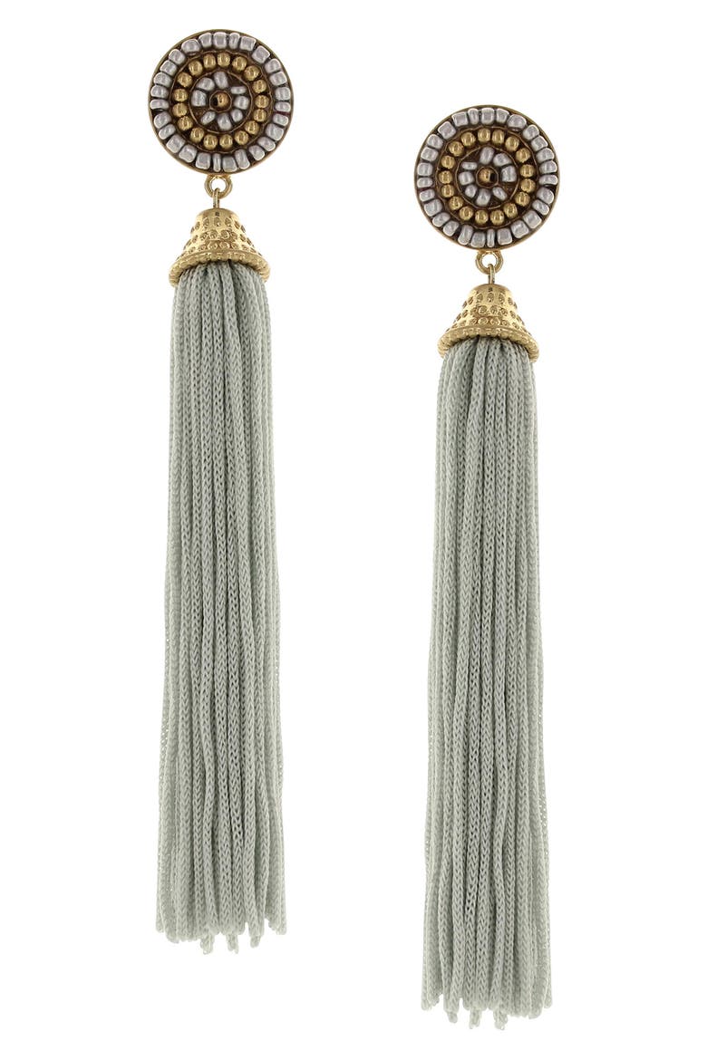 Cloudy Skies Tassel Earrings, Main, color, GOLD / GREY