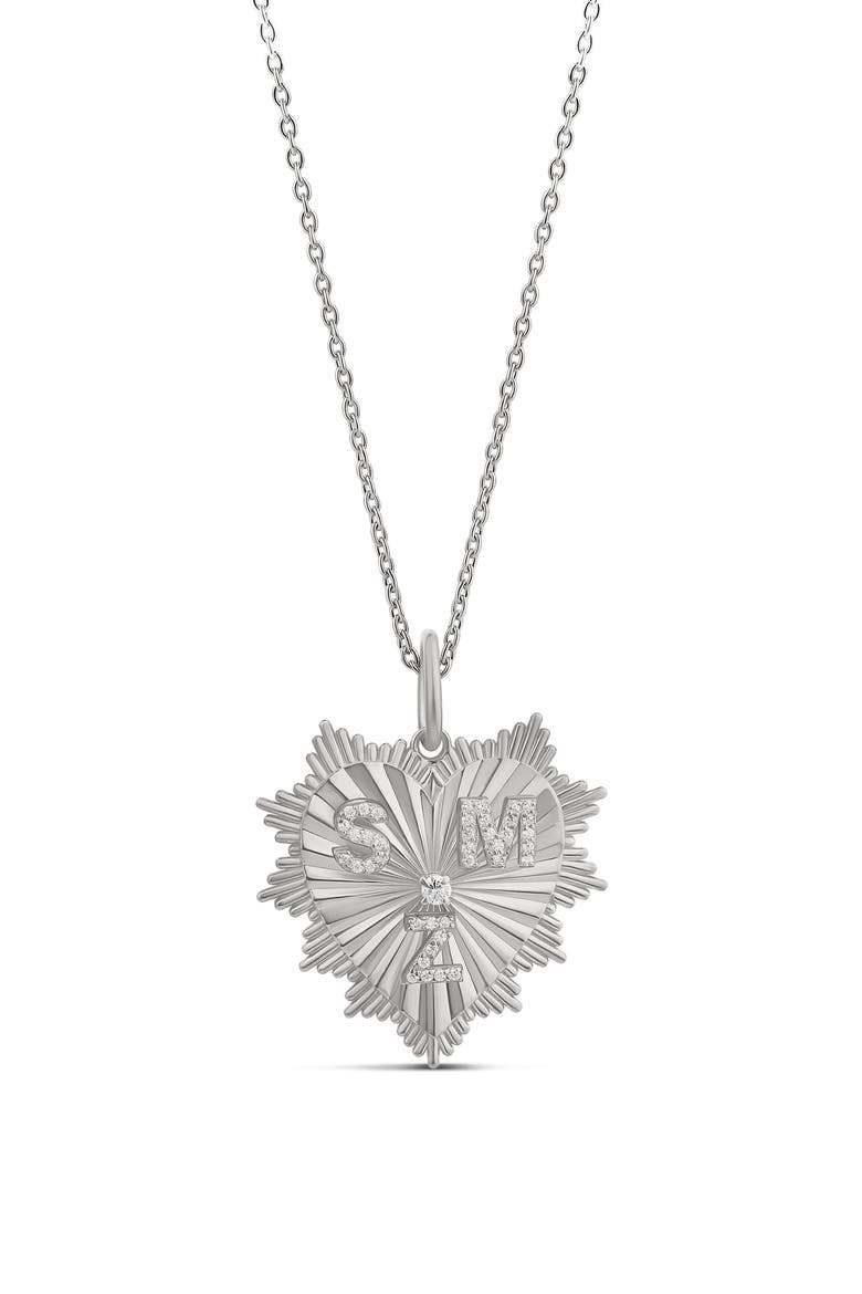 Fluted Multi Initial Heart Pendant Necklace, Main, color, SILVER
