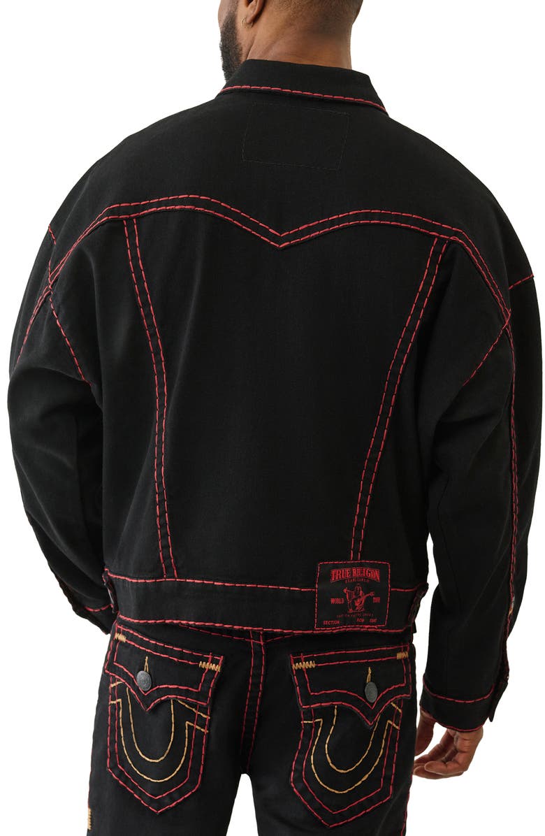 True Religion Super T-Boxy Denim Jacket, Alternate, color, 2Sb Black Rinse