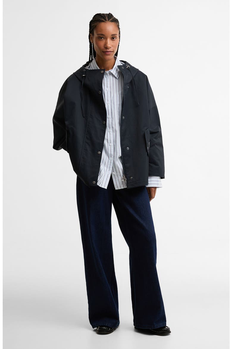 Kingswood Showerproof Hooded Jacket, Alternate, color, DARK NAVY/ NAVY GINGHAM