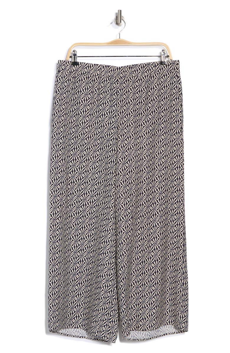 Pleione Textured Wide Leg Pants, Alternate, color, Medium Navy Cream Shell