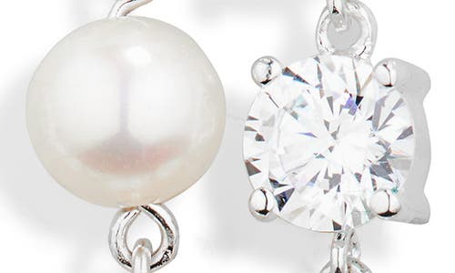 Completedworks Cubic Zirconia & Freshwater Pearl Drop Earrings In Silver Plated
