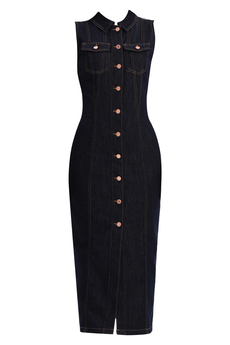 Julia Belted Sleeveless Denim Midi Dress, Alternate, color, RAW DENIM