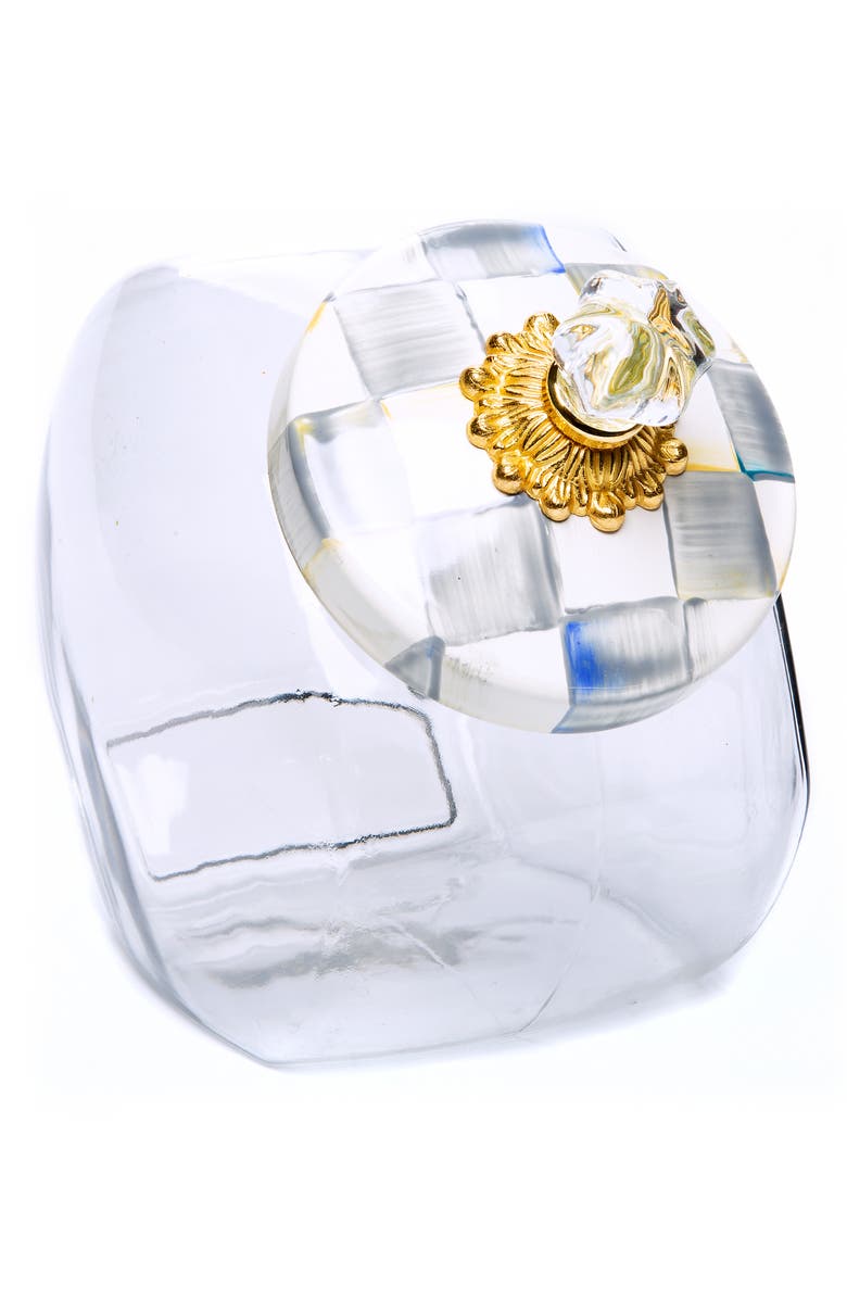 MACKENZIE CHILDS Cookie Jar with Sterling Check Lid, Main, color, Grey/ White