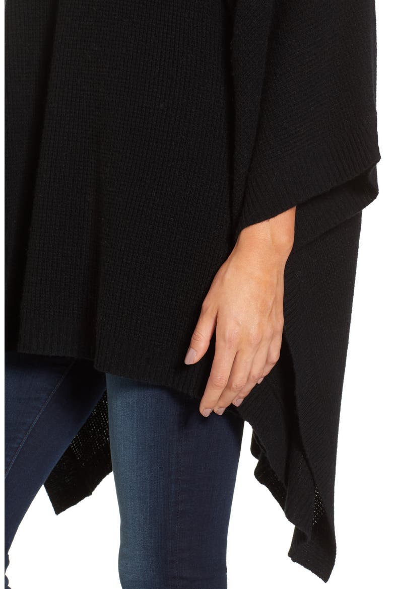 Wool & Cashmere Poncho, Alternate, color, BLACK