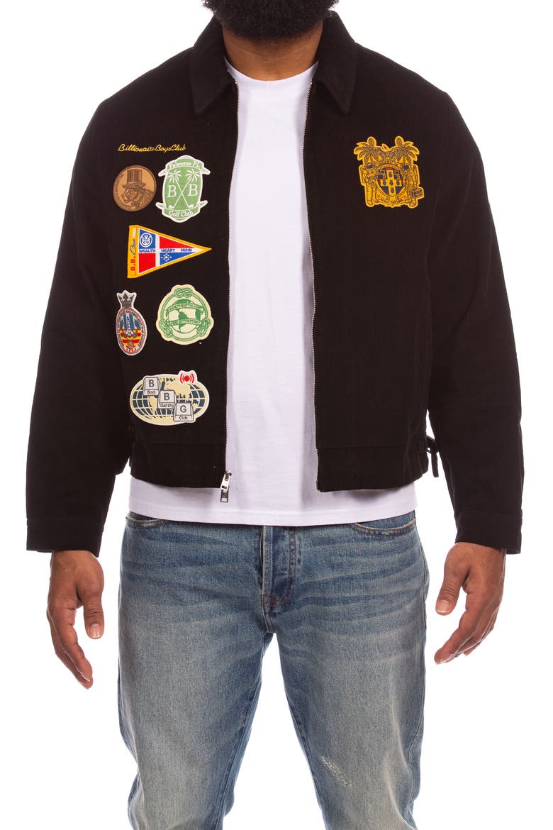 BB Aggie Logo Patch Cotton Corduroy Jacket, Main, color, BLACK