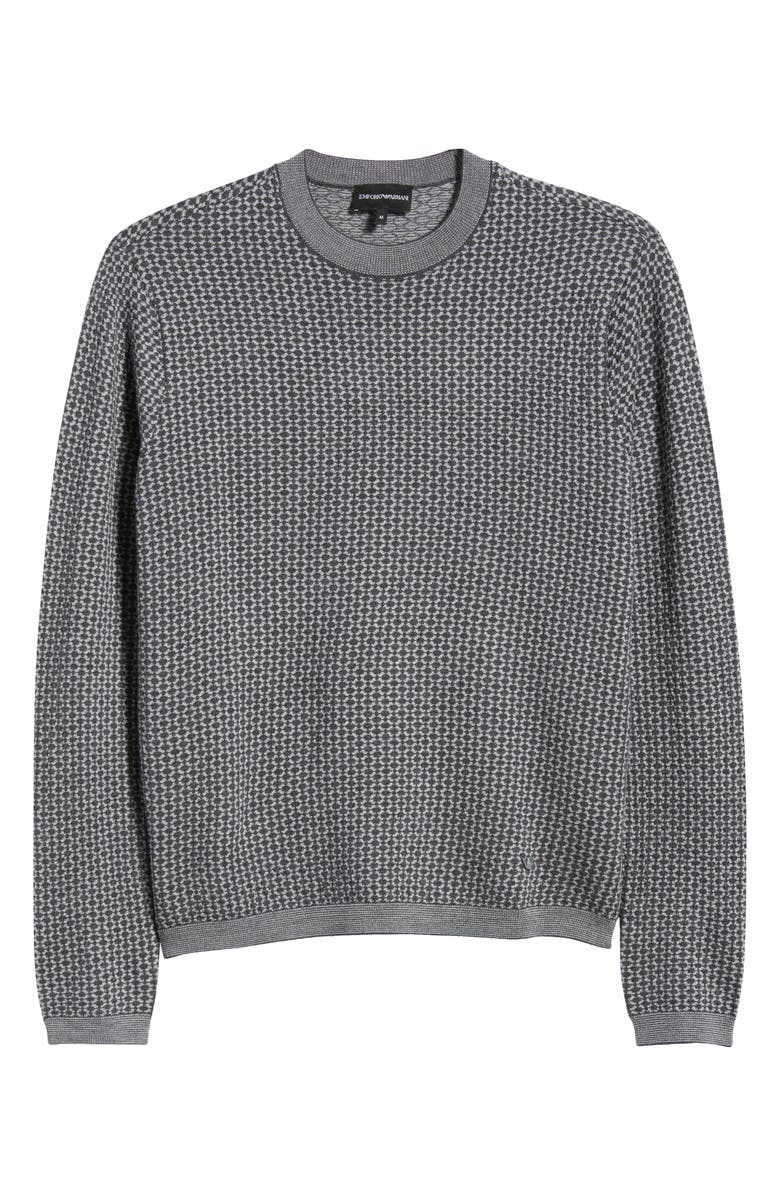 Emporio Armani Geo Jacquard Wool Sweater, Alternate, color, Grey