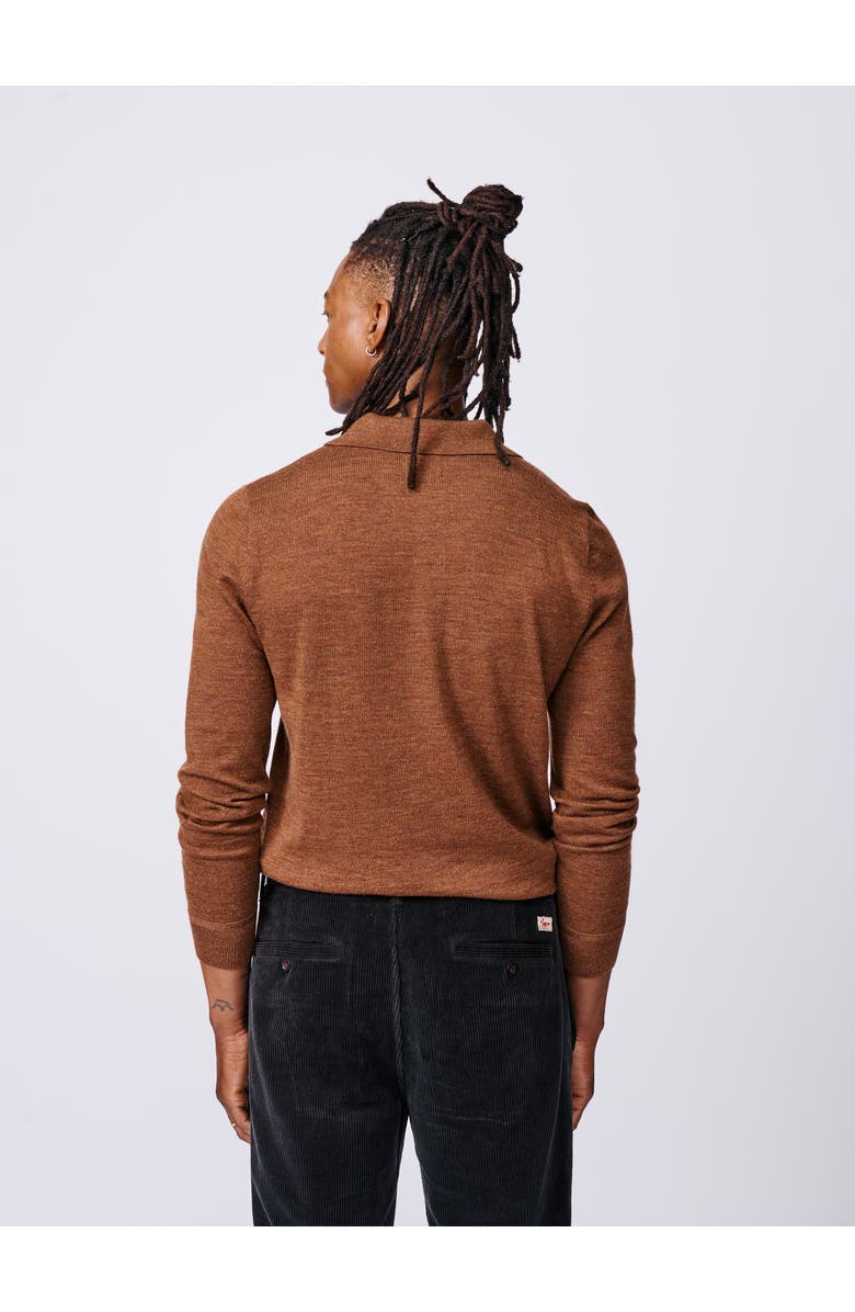 Aubin Chapel Merino Long Sleeve Polo, Alternate, color, Rust