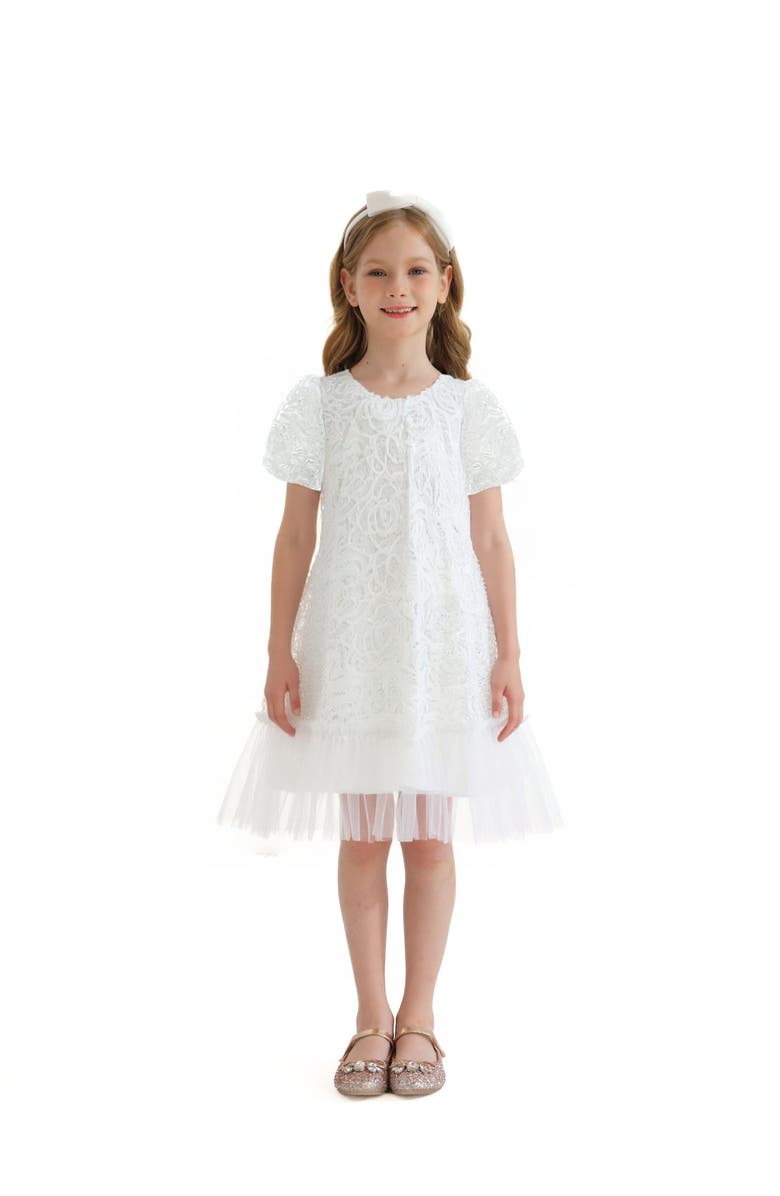 Sweet Cactus Embroidered Tulle Milan Dress, Alternate, color, White