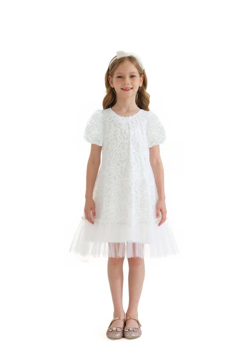 Sweet Cactus Embroidered Tulle Milan Dress In White