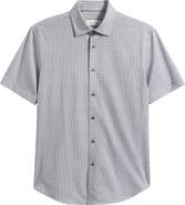 Bugatchi Miles OoohCotton® Geo Print Short Sleeve Button-Up Shirt