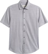 Bugatchi Miles OoohCotton® Geo Print Short Sleeve Button-Up Shirt