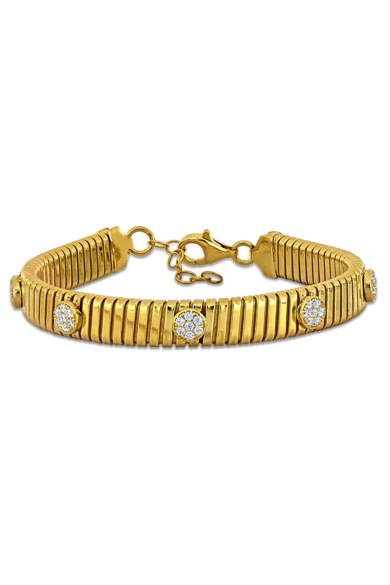 Cubic Zirconia Omega Cluster Bracelet Yellow Plated, Main, color, Yellow-Plated