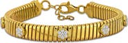 Julianna B. Cubic Zirconia Omega Cluster Bracelet Yellow Plated