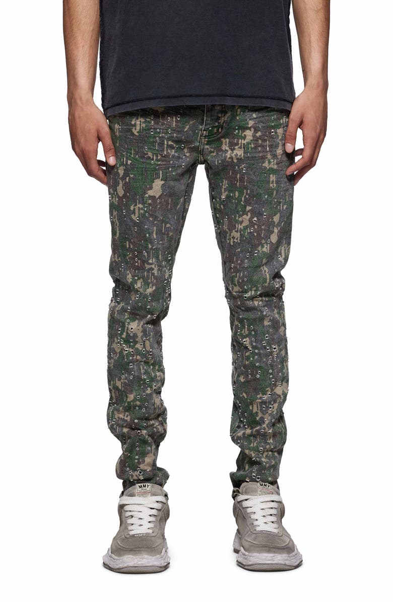 PURPLE BRAND Militaire Buckshot Camo Skinny Jeans, Main, color, Aop