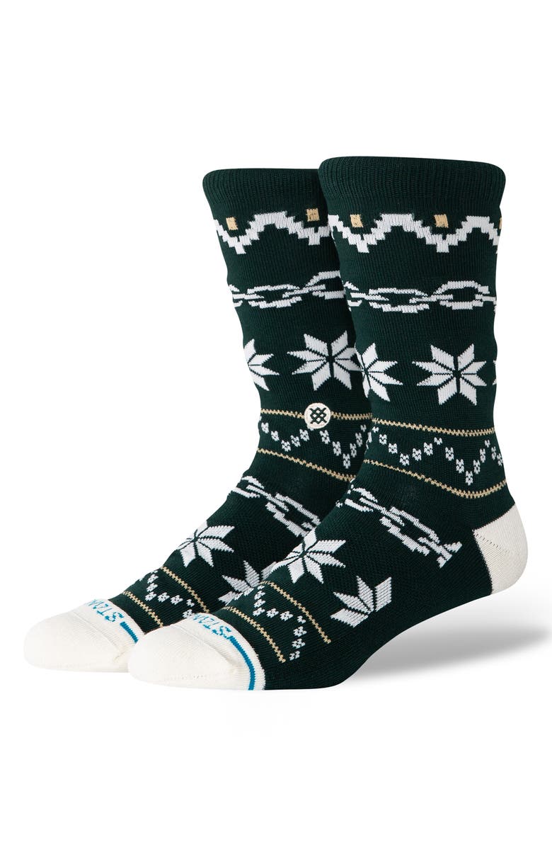 Stance Break the Season Crew Socks, Alternate, color, Pine