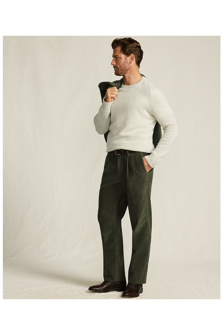 Corduroy Comfort Waist Classic Fit Pleated Front Pant, Alternate, color, Forest Moss
