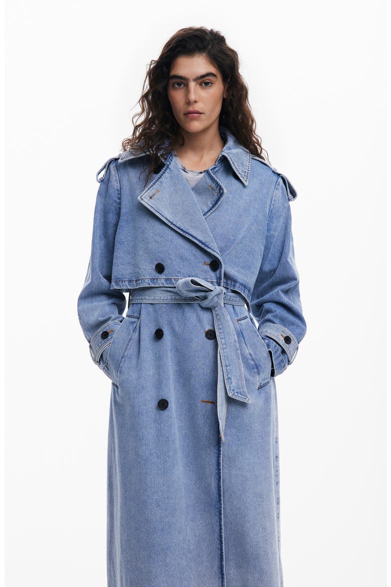 Denim Trench Coat, Alternate, color, BLUE