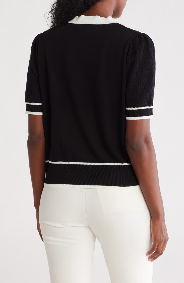 Nanette Lepore Tipped Short Sleeve Sweater, Alternate, color,