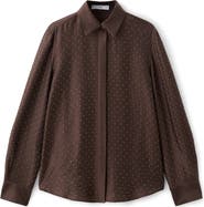 MANGO Rhinestone Satin Button-Up Shirt