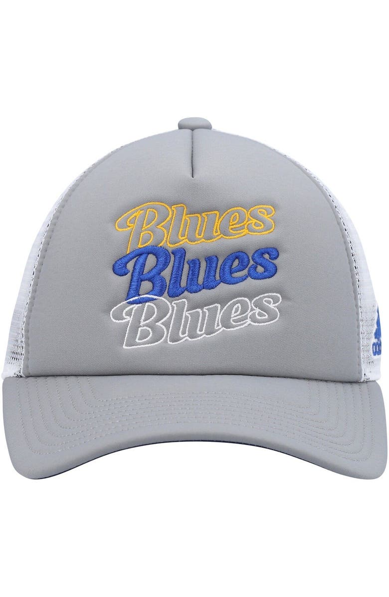 adidas Women's adidas Gray/White St. Louis Blues Foam Trucker Snapback Hat, Alternate, color, Gray