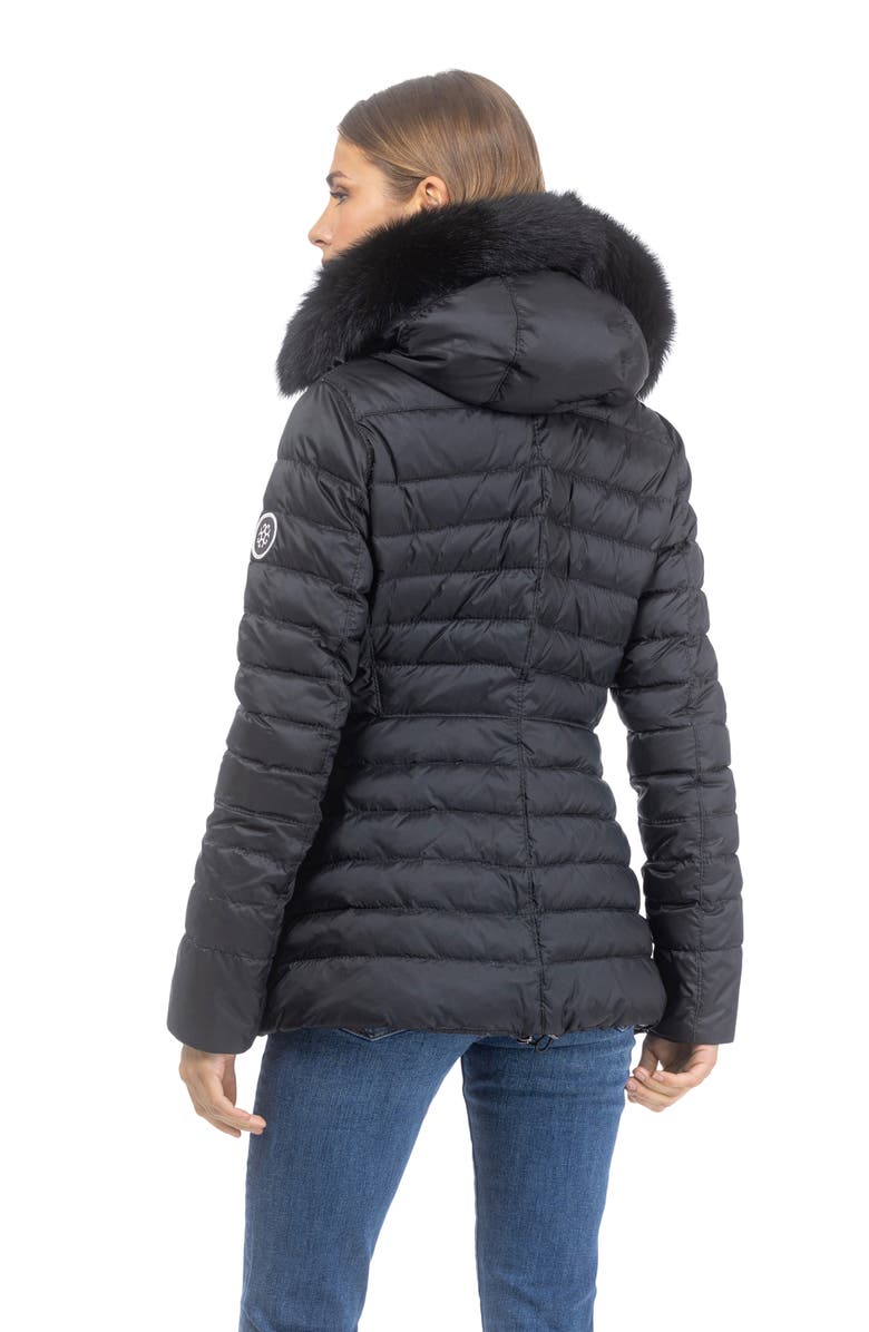 GORSKI Apres-Ski Horizontal Short Jacket With Detachable Toscana Lamb Hood Trim, Alternate, color, Black/Black