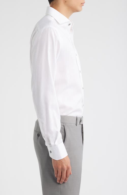 Lorenzo Uomo Trim Fit Textured White Cotton Dress Shirt In White