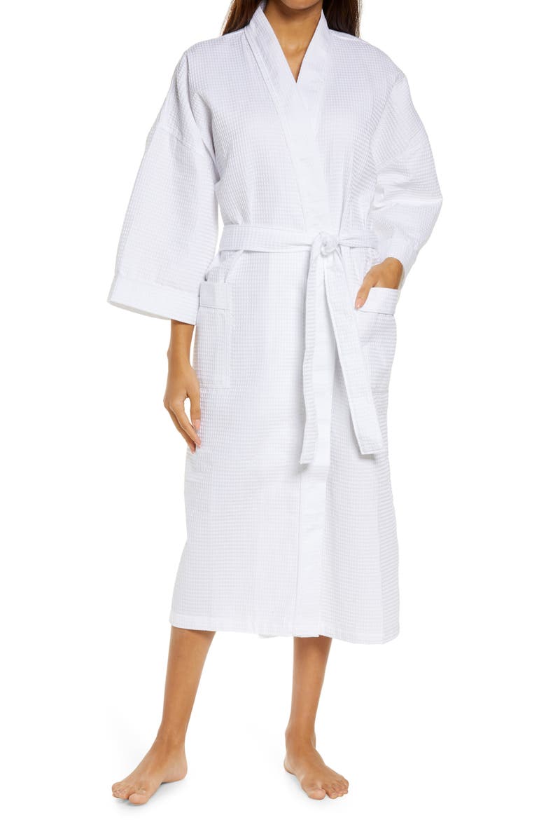 Somerset Woven Waffle Robe, Main, color, WHITE