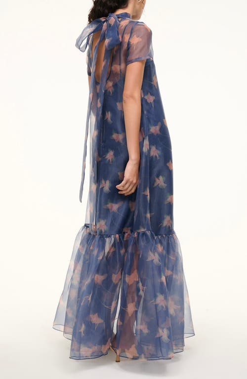 Shop Staud Calluna Maxi Cocktail Dress In Botanical Navy