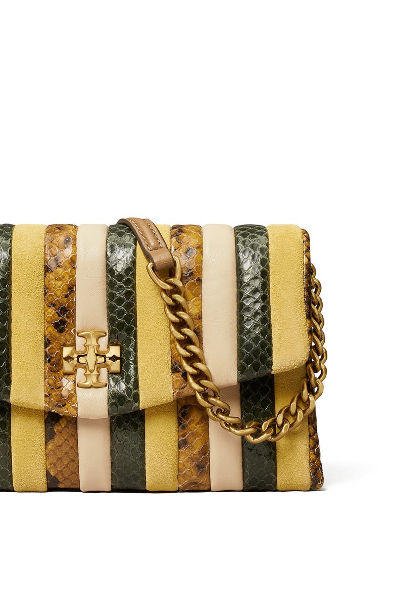 Tory Burch Kira Exotic Stripe Leather Wallet on a Chain, Alternate, color,