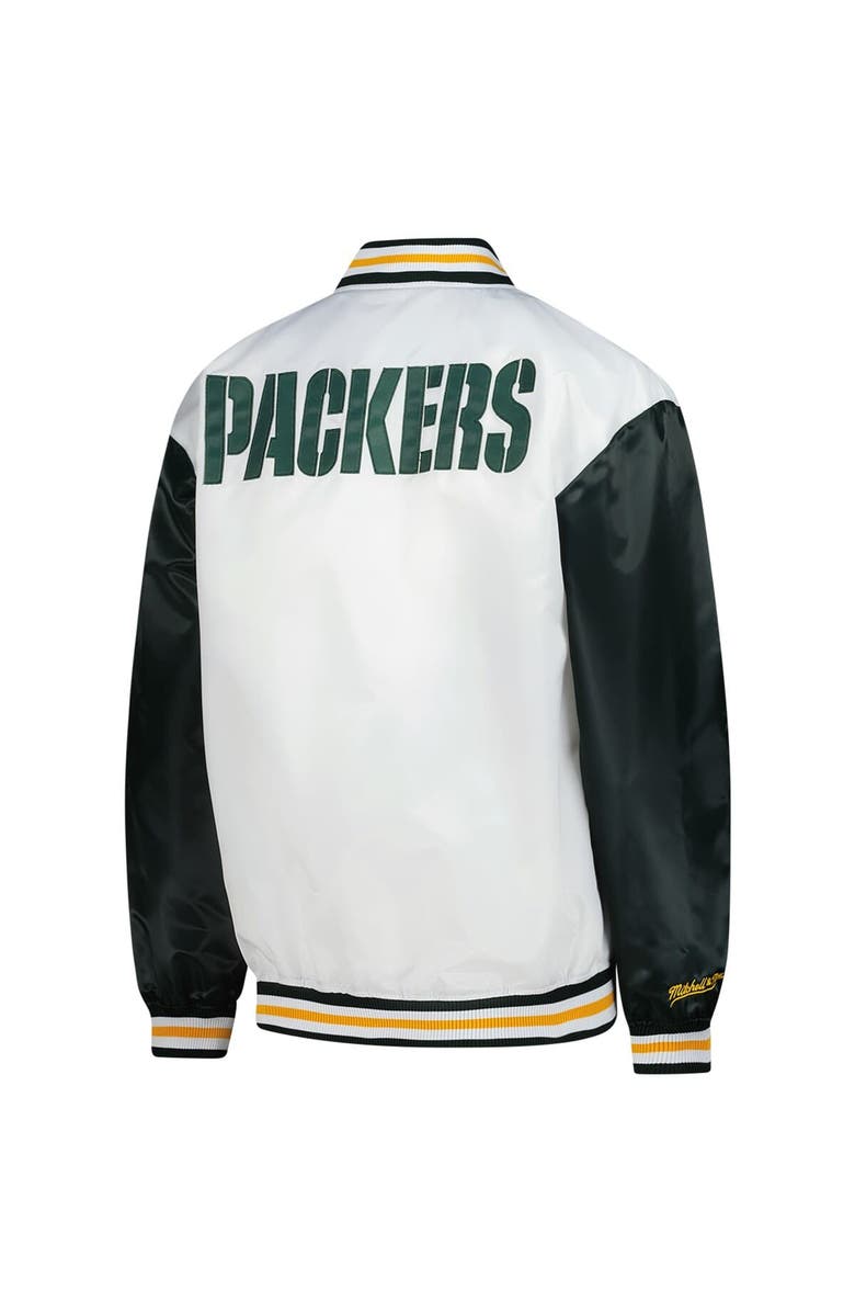 Mitchell & Ness Women's Mitchell & Ness White Green Bay Packers Plus Size Full-Snap Satin Jacket, Alternate, color, White