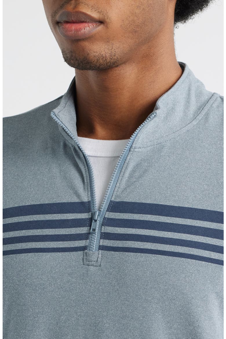 Kace Chest Stripe Luxe Jersey Quarter Zip Pullover, Alternate, color, HEATHER RAINDROP / STARGAZER