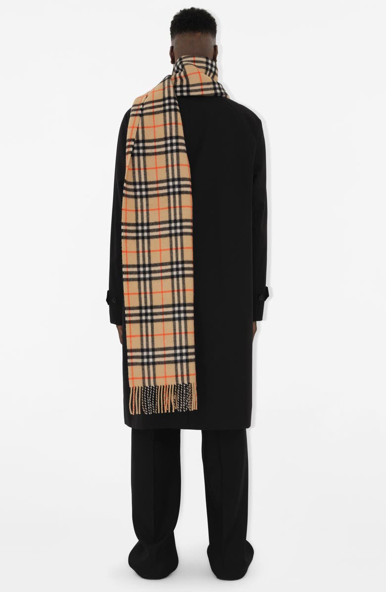 Burberry Megacheck Cashmere Scarf, Alternate, color, Sand