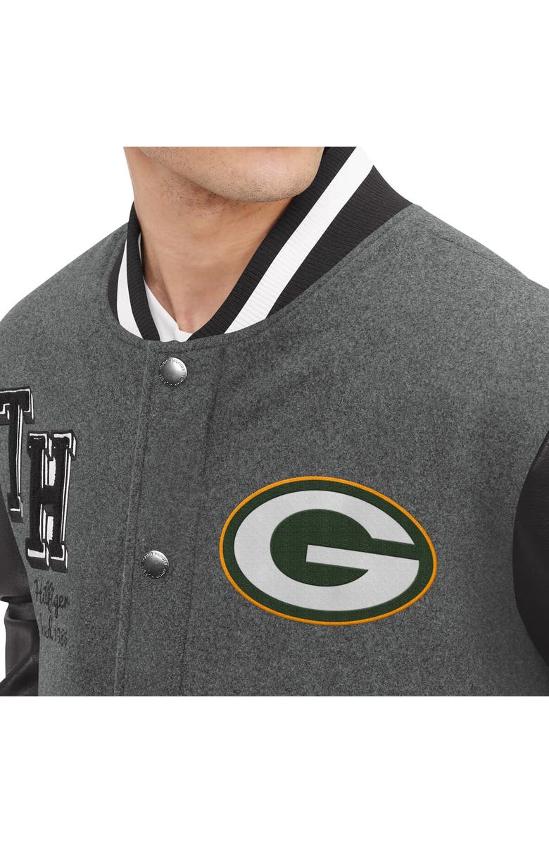 Tommy Hilfiger Men's Tommy Hilfiger Heather Gray/Black Green Bay Packers Gunner Full-Zip Varsity Jacket, Alternate, color, Heather Gray