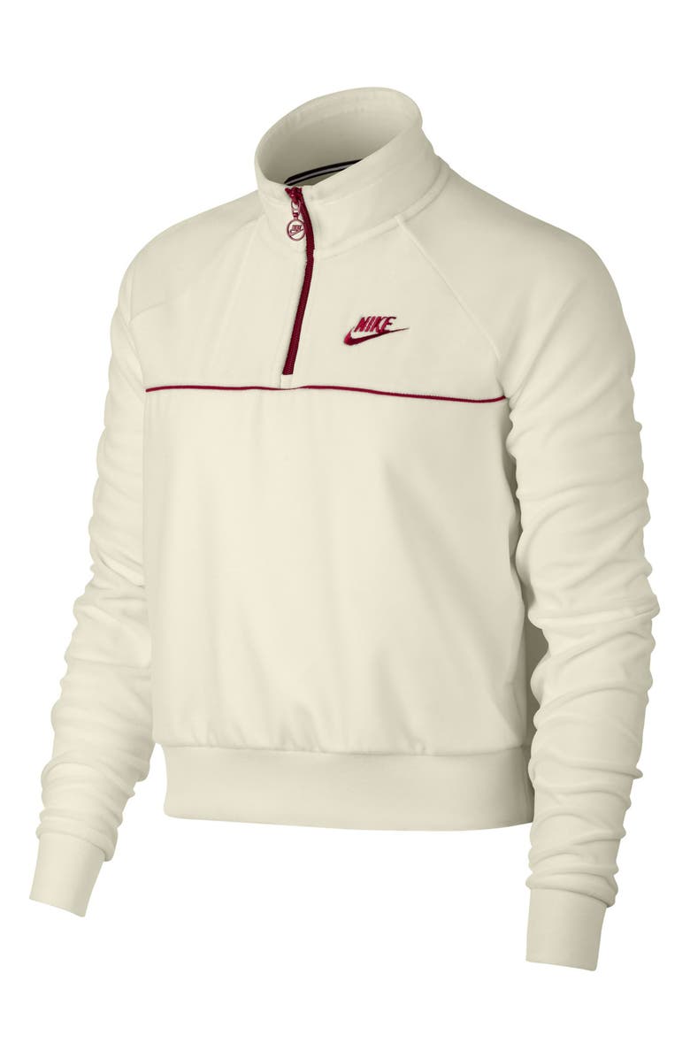 Nike Sportswear Quarter Zip Velour Pullover, Main, color, 
