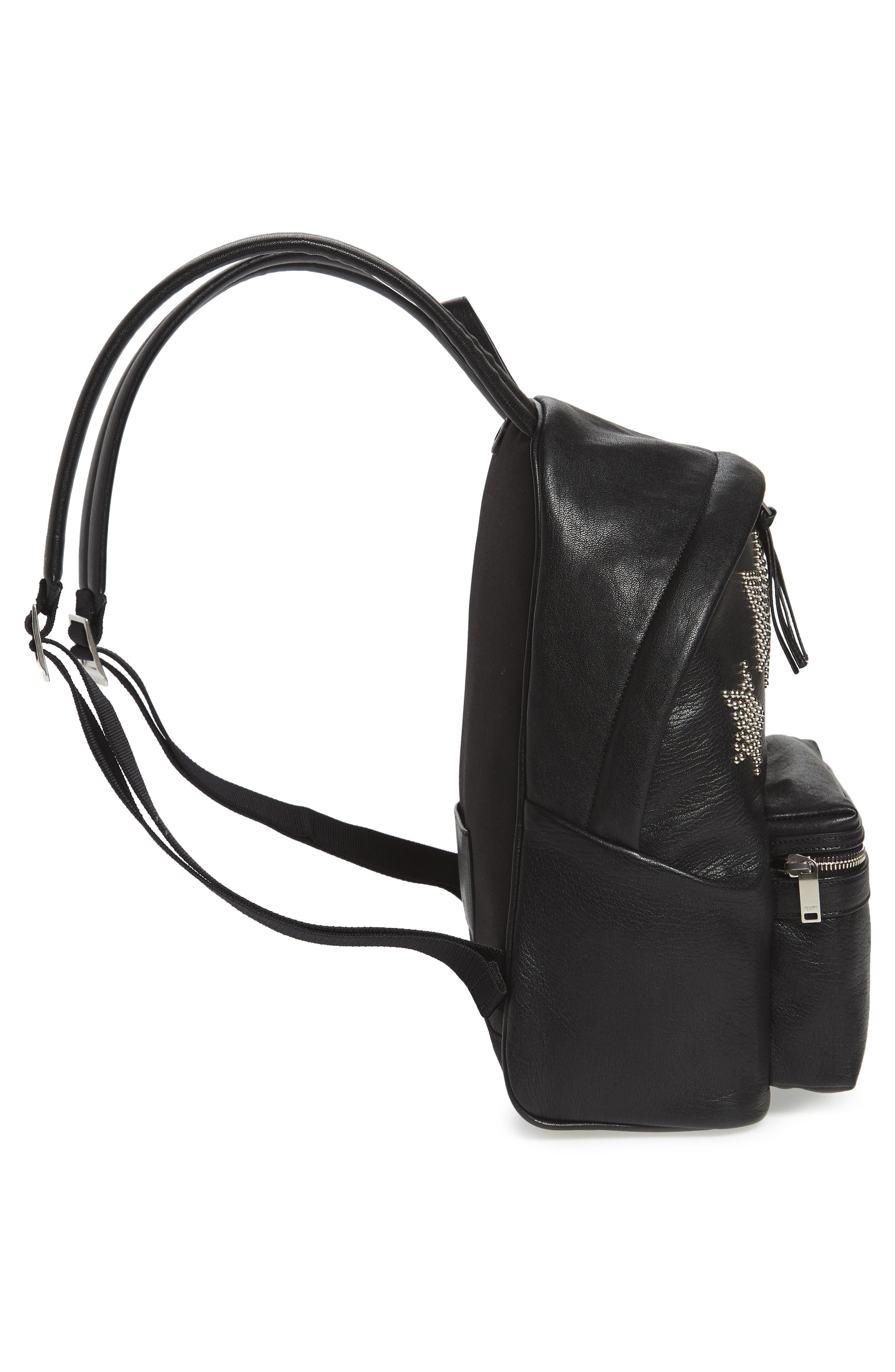 Saint Laurent Mini City Stars Leather Backpack, Alternate, color, 