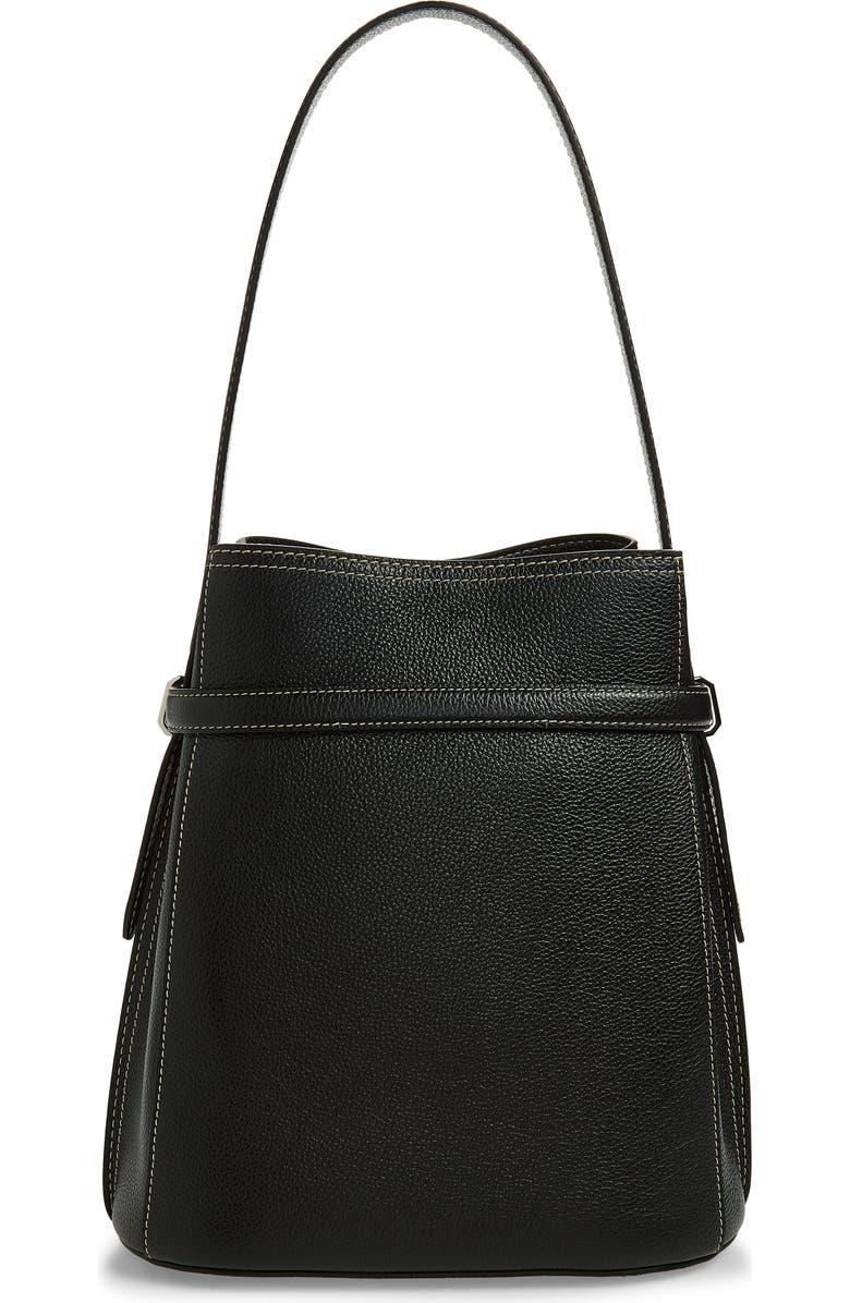 TOTEME Belted Grained Leather Bucket Bag, Alternate, color, Black