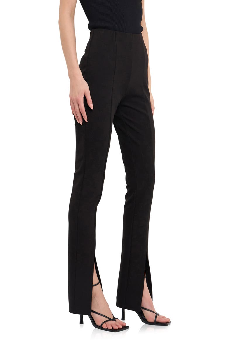 Front Slit Flared Pants, Alternate, color, BLACK