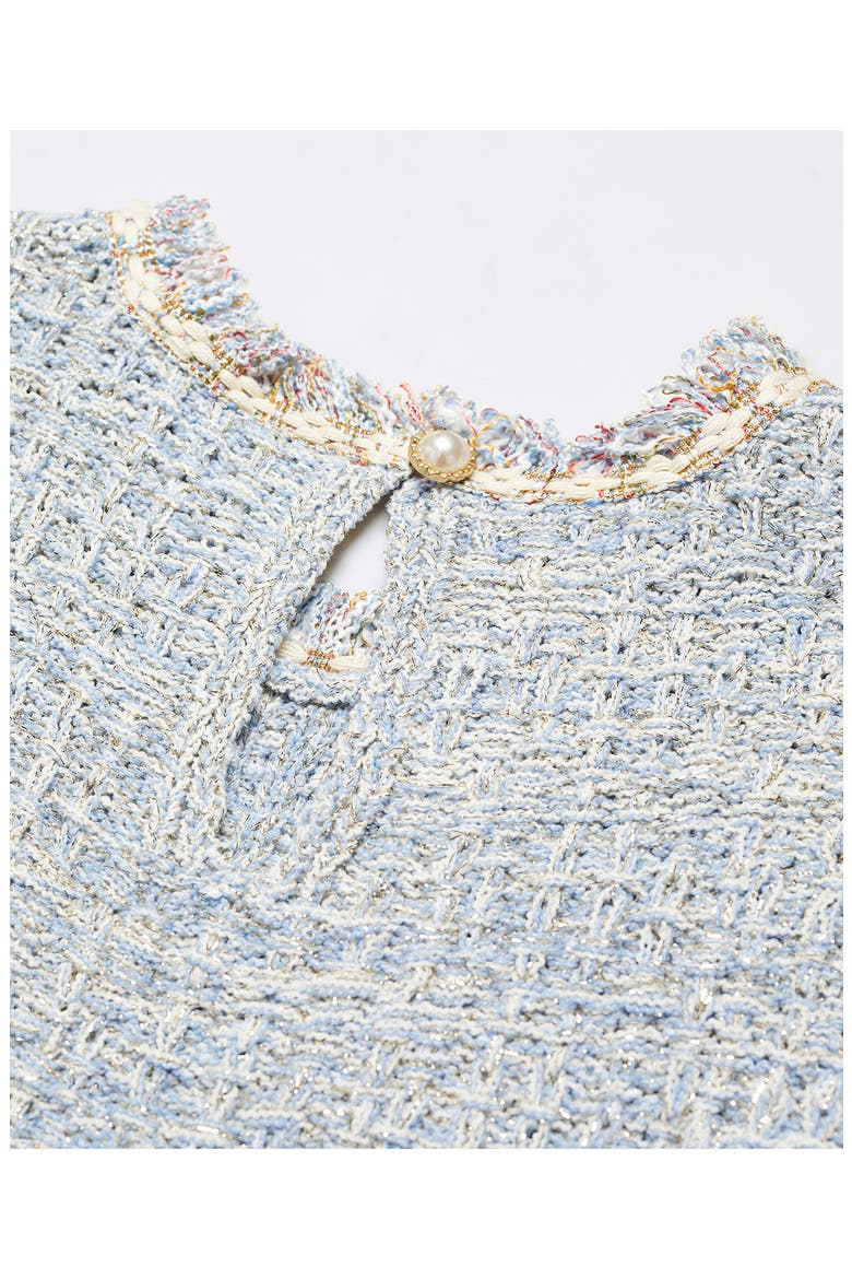 Jewel Button Sleeveless Tweed Top, Alternate, color, SKY BLUE