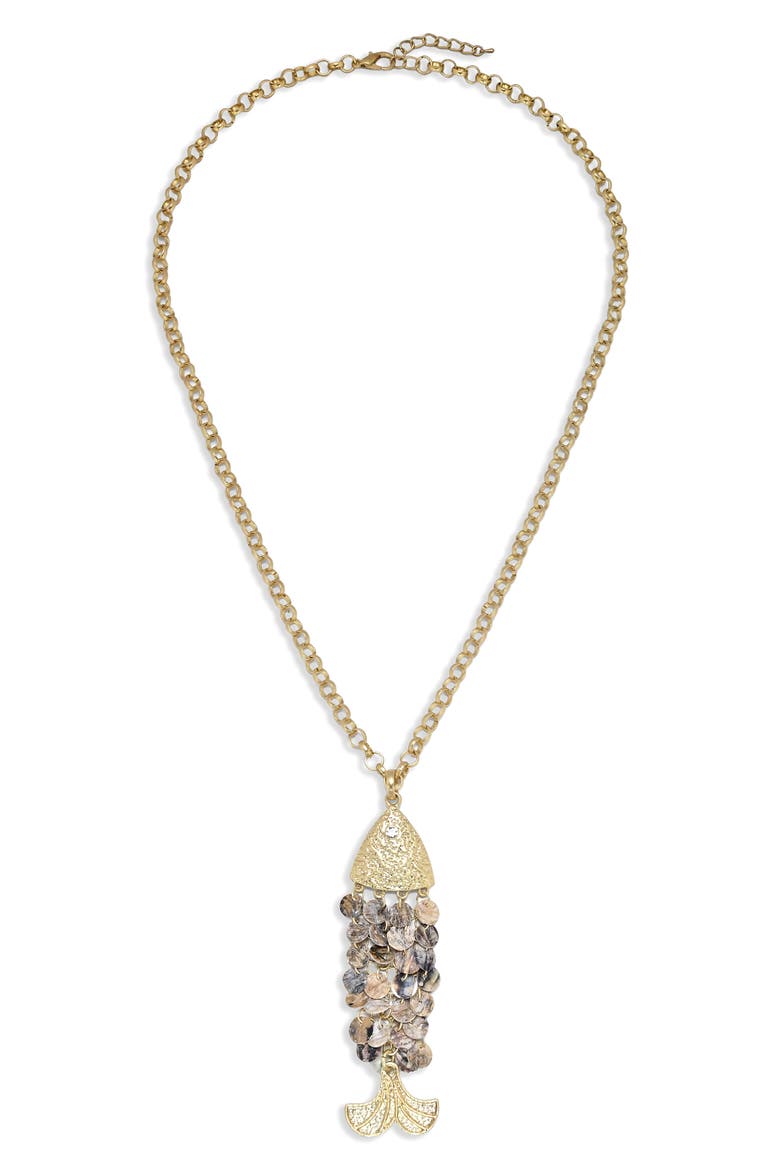 Nimba Fish Pendant Necklace, Alternate, color, GOLD