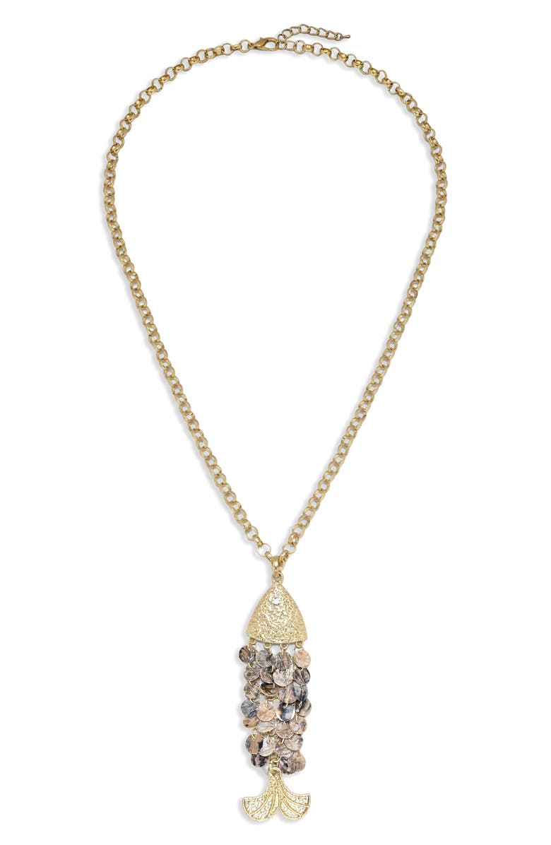 EYE CANDY LOS ANGELES Nimba Fish Pendant Necklace, Alternate, color, 