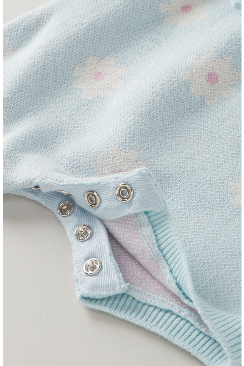 Ribbed Waist Cotton Romper, Alternate, color, BLUE DELICATE SPRING DAISIES