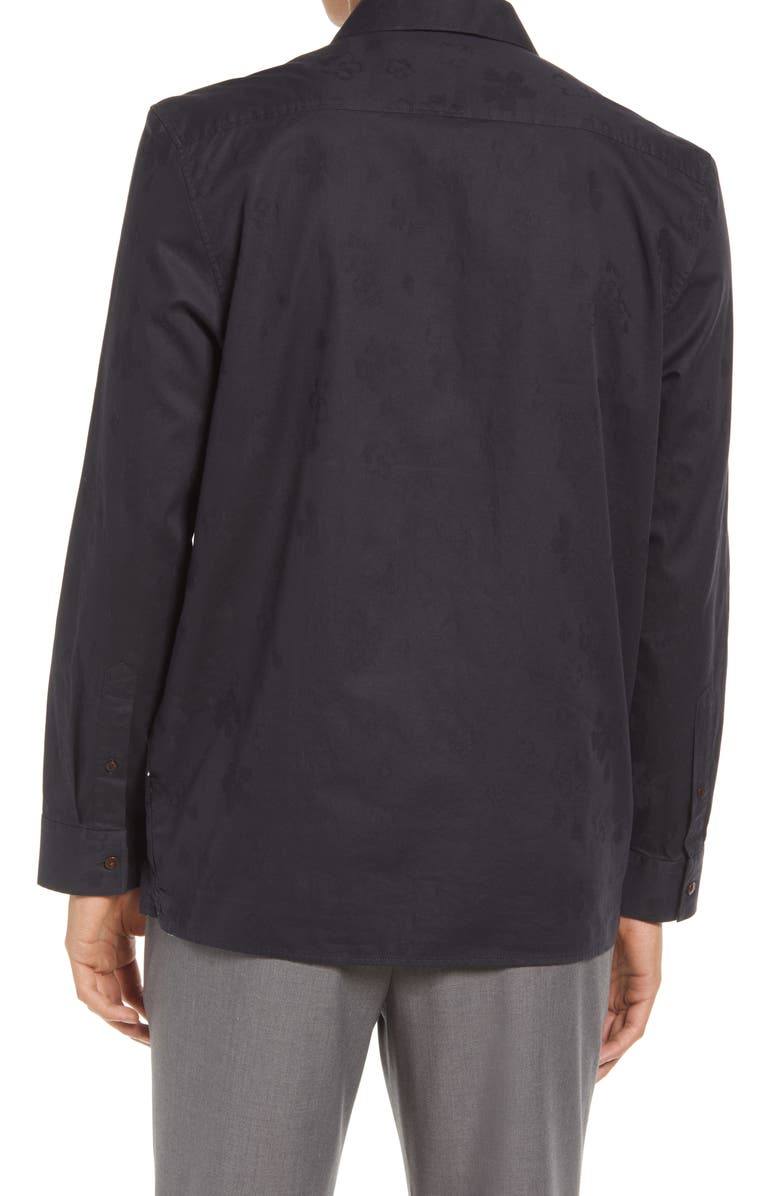 Ted Baker London Nested Floral Jacquard Long Sleeve Button-Up Shirt, Alternate, color, 