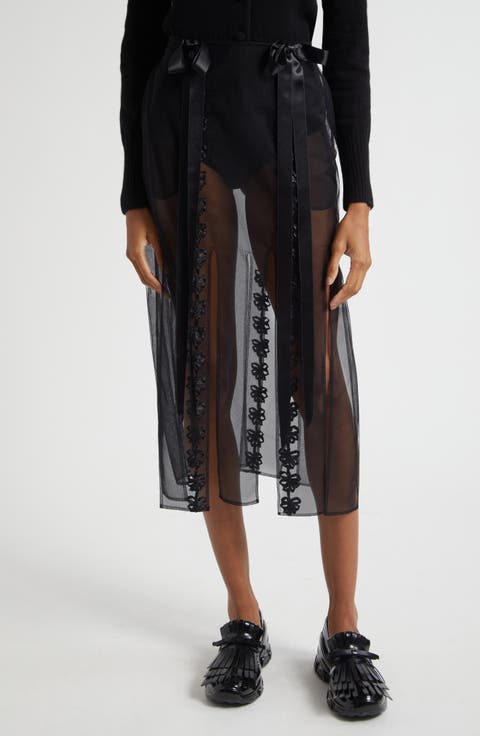 Simone Rocha Ribbon Daisy Chain Multi Slit Midi Skirt