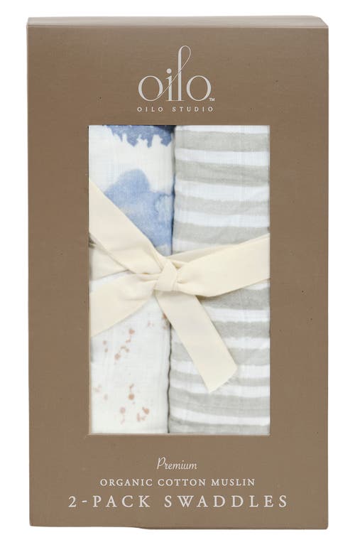 Oilo 2-Pack Swaddle Blankets in Blue/Gray  product