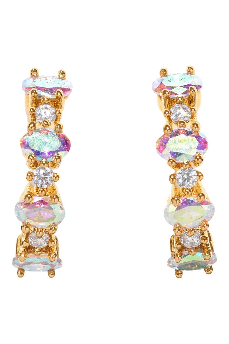 Iridescent Galaxy Huggie Hoope Earrings, Main, color, GOLD