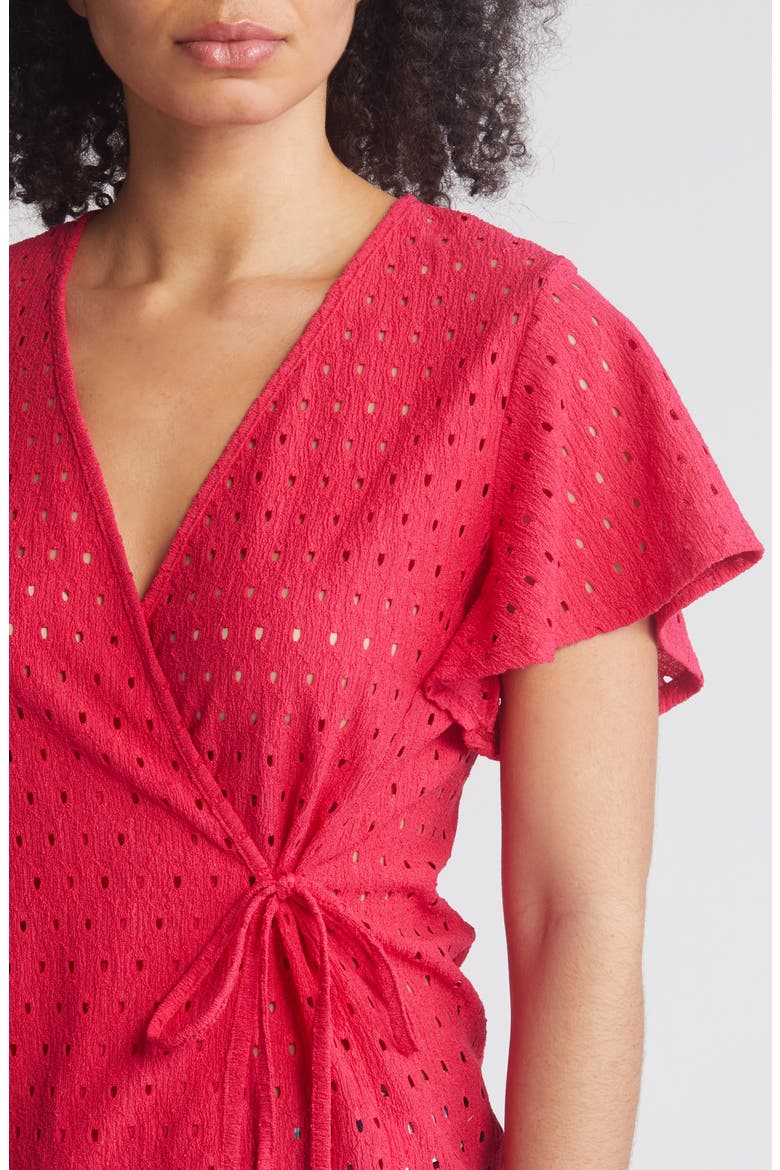 Eyelet Wrap Top, Alternate, color, AZALEA