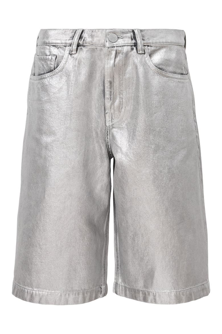Louie Long Denim Shorts, Alternate, color, METALLIC SILVER